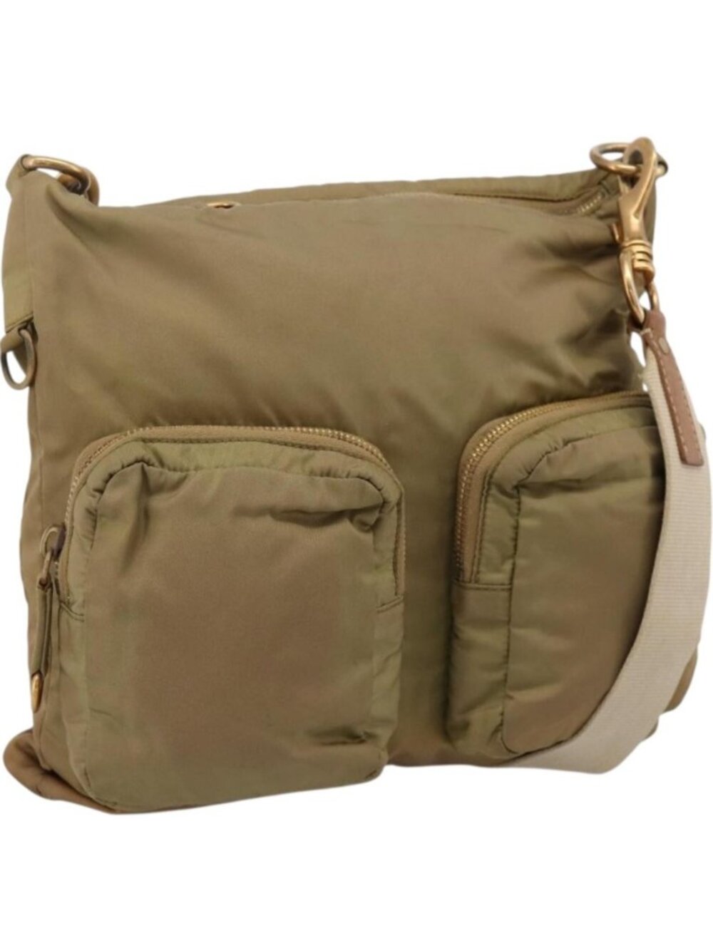 Miu Miu Shoulder Bag Nylon Beige Gold